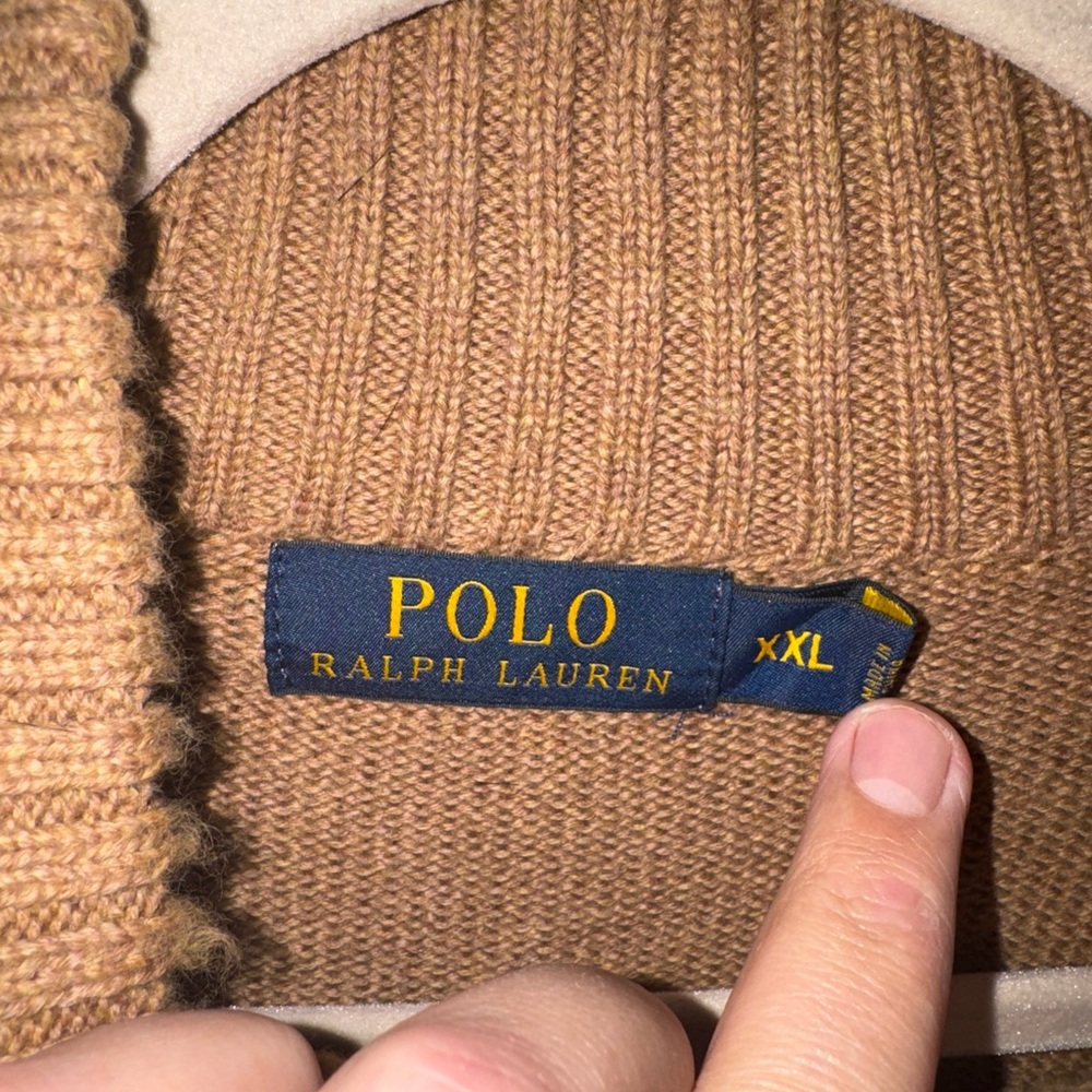 Mens Polo Ralph Lauren Vintage Cable Knit 1/4 Zip Pullover Size 2xl - Picture 5 of 6